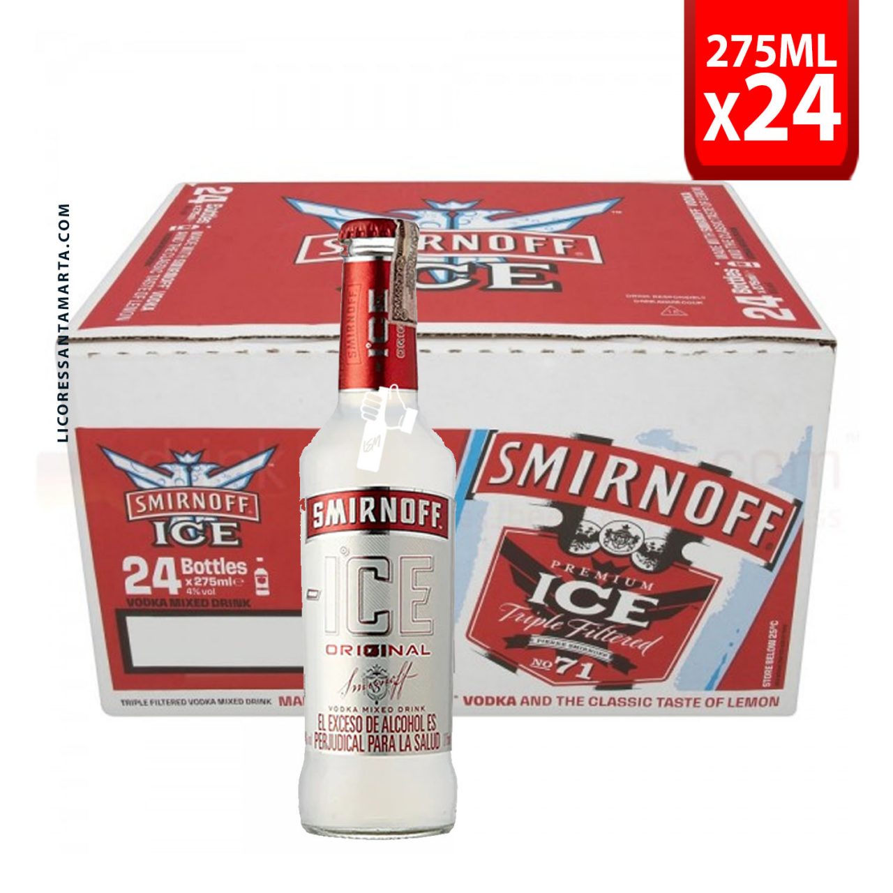 SMIRNOFF ICE ROJA X Undbotella Licores Santa Marta